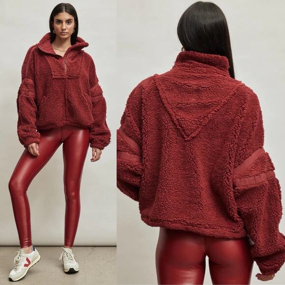 Free People Movement Nantucket Fleece Pullover Cowboy Red XS - Picture 1 of 9